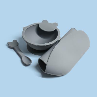 China BPA Free Silicone Wholesale Baby Legenday Freeze Feeding Baby Food Supplies Baby Bib Suction Bowl Spoon Set for sale