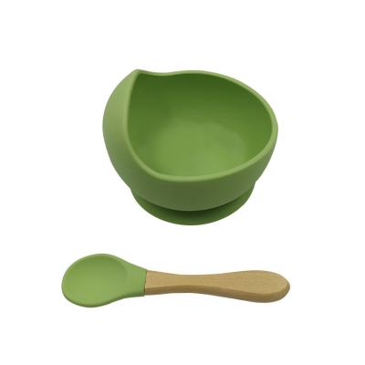 China BPA Free Baby Food Eco Friendly Waterproof Grade Strong Silicone Feeding Bowl With Spoon for sale