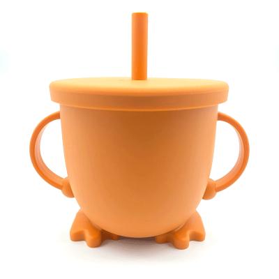 China BPA Free Reusable Single Silicone Toddler Baby Sippy Cup No Puddle Drinking Straw Cup With Lid for sale