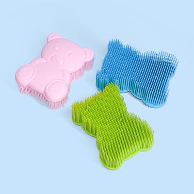 China Legenday Bpa Silicone Baby Hair Brush Baby Silicone Bath Brush Free Head Soft Head Massage Baby Hair Shampoo Brush for sale