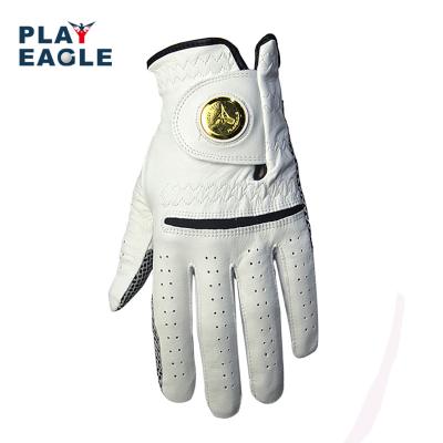 China Lightweight Golf Gloves With Breathable Marker Sheepskin With Pellets Mens Cabretta Golf Gloves Anti-Slip Left Hand for sale