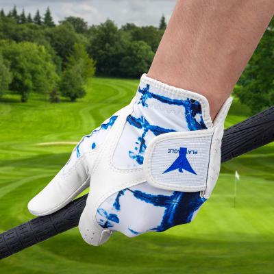 China PLAYEAGLE Golf Glove Men's Glove Lightweight Non-slip Pattern Printed Leather Sheepskin Golf Glove Custom for sale