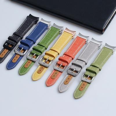 China Factory Popular Leather Fabric+Leather Watch Band in 18/20/22/24mm with 304L/316L SS Material for Smart Watch Series for sale