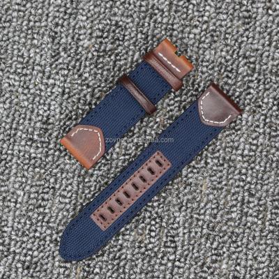 China Wholesale Fabric Canvas Watch Band Canvas Blue NATO Watch Strap in 22mm and 24mm for sale