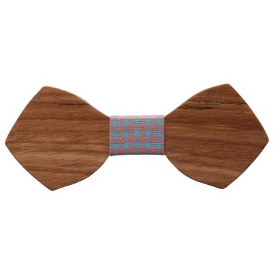 China Custom Handmade Dark Brown Wooden Bow Tie Bow Tie Solid Natural Wood For Costume Dressing for sale