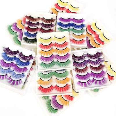 China New style 20-25MM natural soft color 3d mink lashes party premium style fake eye lashes colorful handmade coloful eyelashes for sale