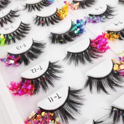 China Natural Soft Fluorescent Glow 3D Color Faux Mink Eyelashes Handmade False Eyelash Box With Logo Custom Packing for sale