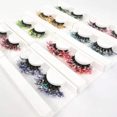 China Natural Soft Wholesale Faux Mink Eyelashes Glitter Decorated Mink Eyelashes Sequin Lashes With Packaging Box for sale