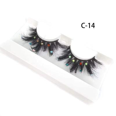 China Best Seller Quality Natural Soft Eyelash For Christmas Party Glitter Color False Stars Lashes Special Designed Shiny DIY Faux 5d Mink Eyelashes for sale