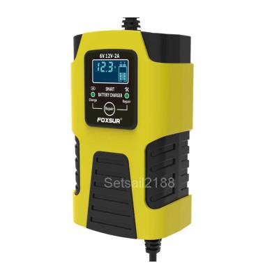 China Car Battery Charger 6V 12V 2A Motorcycle Battery Charger Pulse Repair Air To Ground Missile Gel Wet Lead Acid Battery Charger EU USA UK for sale