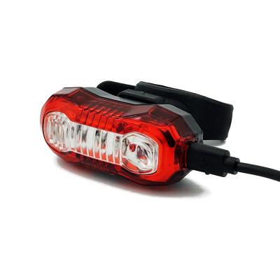 China Ningbo factory USB signal bicycle night riding bicycle light use cheap rechargeable lithium battery 5 mode red bicycle tail light for riddance operation for sale