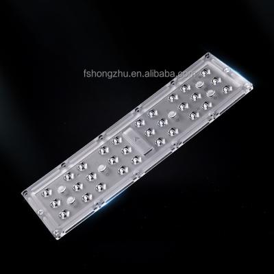 China Optical Street Light Array Lens 250x70mm 30 In 1 75*145 Degree 3030 Street Light Array Lens for sale