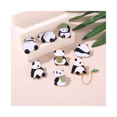 China Hat Badge Metal Lapel Pin Metal Cute Craft China Design Panda Brooch Soft And Hard Pins for sale