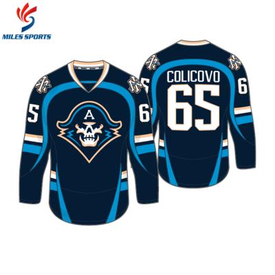 China Good Interlock Breathable Quick Dry Smooth Seams Stitched Ice Hockey To Wear Solid Color Dyed Fabric Cheap Embroidery No Minimum Hockey Uniforms for sale