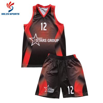 China Basketball Uniforms Embroidery Tackle High Quality Twill Stitched Patch Number Mesh Stitched Antibacterial Customized Basketball Tank Tops for sale