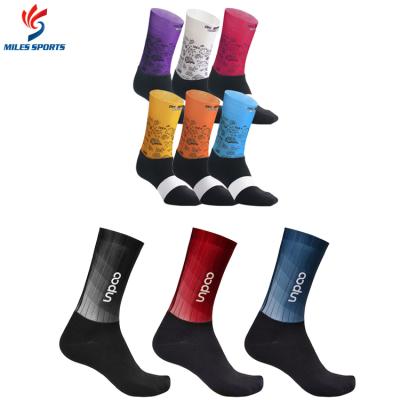 China Breathable Custom Design Sublimation Printing Breathable Logo American Football Socks Mens Bike Bicycle Road Cycling Custom Cycling Socks for sale