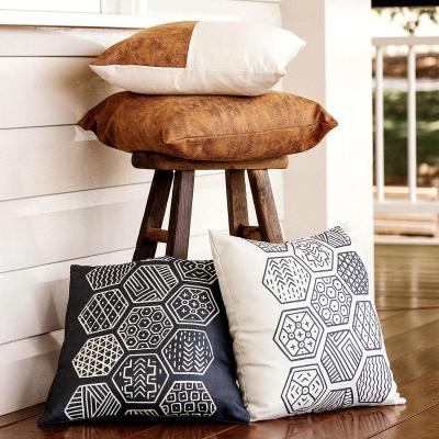 China 45.72 x 45.72 cm modern farmhouse boho magnetic pillowcase for living room faux leather pillowcase for sale