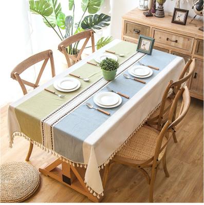 China Jacquard Style Canvas Embroidered Rectangular Tablecloth Similar Cotton Waterproof Nordic Waterproof Table Cloth for sale