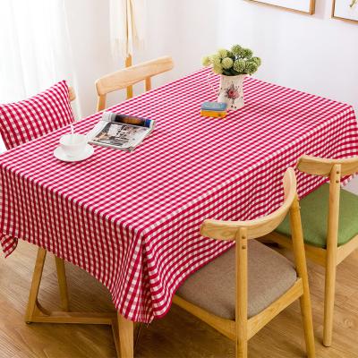 China Factory Outlet Waterproof Pastoral Buffalo Lattice Cotton Checkered Linen Tablecloth Antifading Free Wrinkle Table Cloths for sale