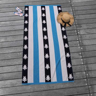 China Sustainable Adult Kids Cartoon Single Microfiber Stripe Print Polyester Cotton Beach Towel for sale