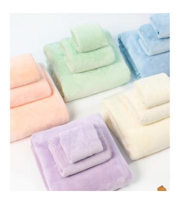 China High Density Coral Double Use Towel Family Fleece Gift Box Bath Towel Square Three-Piece Set Safe For Hotel Kids for sale