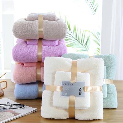 China QUICK DRY Coral Fleece Balancing Dry Hair Home Towel Couples Hair Salon Towel Soft Absorbent Single Bath Towel Set for sale