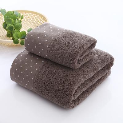 China Extremely soft QUICK DRY wide cotton polka dot forging can be customized logo towel bath towel three-piece set for sale