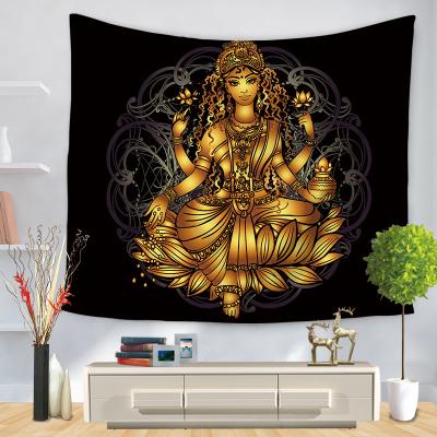 China Indian Classical Magnetic Buddha Statue Pattern Printed On Living Room Background Wall Tapestry for sale