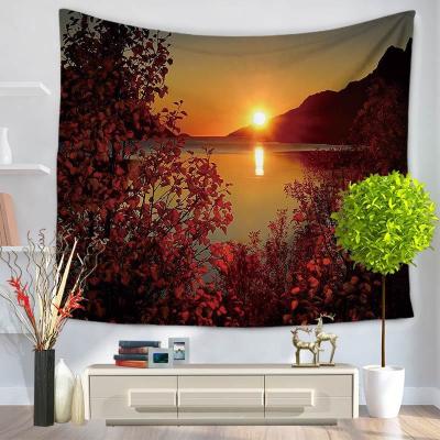 China Dusk Forest Landscape Pattern Design Hotel Reception Home Living Room Porch Background Wall Magnetic Tapestry for sale