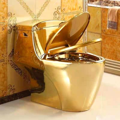 China Double-Flow Color Wc Cheap Ceramic One-Piece Floor Standing Sanitary Toilet Bowl European Small Toilet Bowl Gold Plated Luxury Toilet Bowl for sale