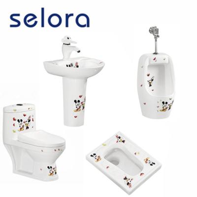 China Modern Bathroom Suite 4 Piece Set Gold Washdown Kids Toilet With Washbasin for sale