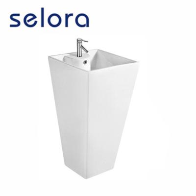 China Chaozhou modern selora gold color pedestal washbasin ceramic washbasin with stand for sale