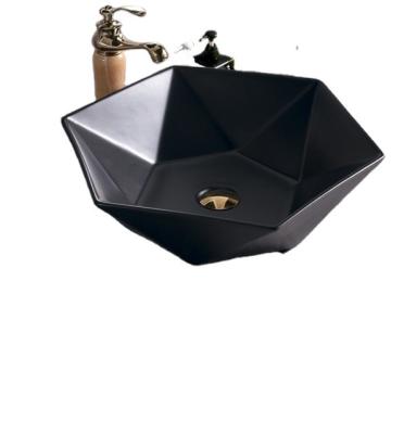 China Polygonal Design Modern Luxury Concise Hotel Matte Color Above Counter Wash Basin for sale