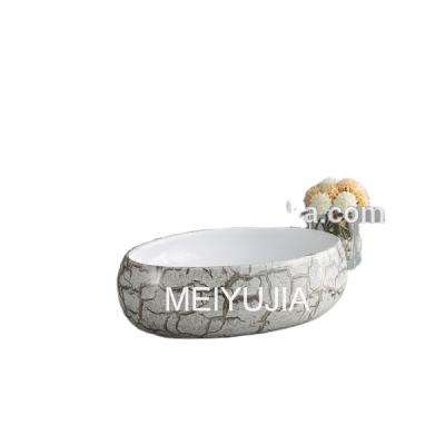 China High Tempreture Chaozhou Factory Handmade Sink Bowl Silver Decorative Wash Basin With Quality Assurance for sale