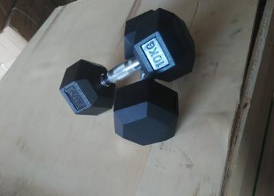 China 10LBS Rubber Hexagon Dumbbells Rubber And Stainless Handles à venda