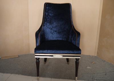 China Dark Bule Neoclassical Style Upholstery Armchair Tailored For Hotel for sale