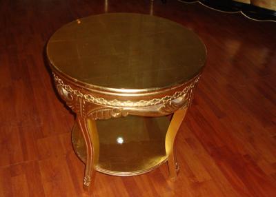 China Round Golden Wooden Coffee Tables Hotel Guestroom Furniture Use for sale