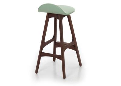 China Solid Wood Frame Tall Bar Stools High Durable Light Green Seated for sale