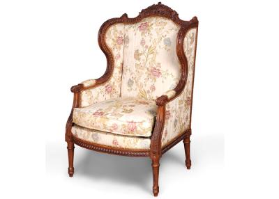 China Comfortable Carved High Backed Armchair Sofa Lobby / Hotel Bedroom Furniture for sale