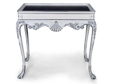 China Neoclassic Style Fancy Carved Wooden Coffee Tables Black White And Silver for sale