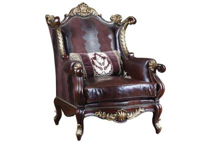 China Living Room Covered Carved Leather And Wood Sofa With Golden Foil for sale