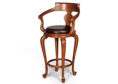 China Chinese Style Wooden Bar Stool Chairs With Leather Covered Seater for sale