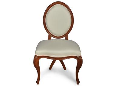 China Decoration Oval Back Wooden Fabric Dining Chairs With Cross Legs for sale