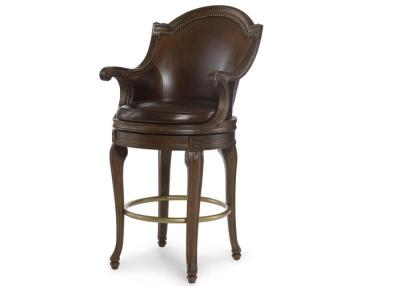 China Luxury  Europe style Real Leather Custom Furniture Bar tall stool with back for sale