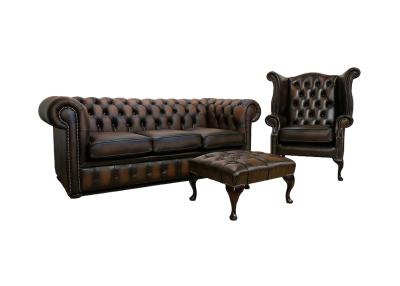 China Hotel / Home long Black Leather Chesterfield Sofa for living room furniture for sale