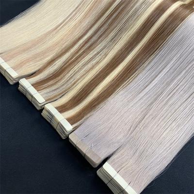 China Silky Straight Wave Remy Tape Hair Extensions , 100 Human Hair Colored Double Drawn Indian Tape In Hair Extensions for sale