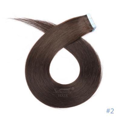 China Manufacturer Chinese Wholesale Silky Straight Double Draw #2 Color Indian Wave Tape Hair Extensions for sale