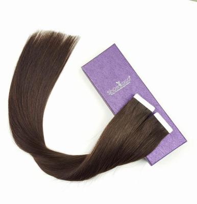 China European Silky Straight PU Silky Straight Durable Hair Wholesale Salon Quality Supply Dark Russian Brown Hair Tape Hair Extensions for sale