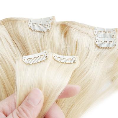 China Wholesale Silky Straight Remy Human Hair Blonde Color Russian Wave Straight Clip In Hair Extensions For White Women for sale