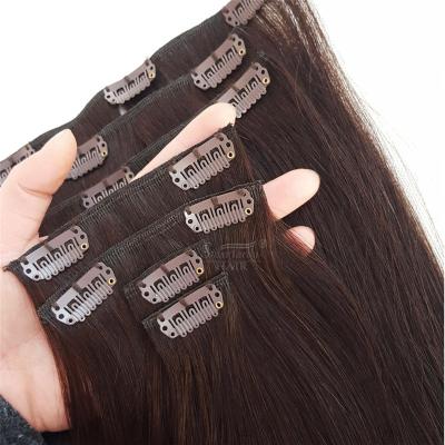 China Wholesale Silky Straight Tangle Free Double Drawn Wave Maker Remy Clip On Hair Extensions With Highlights for sale